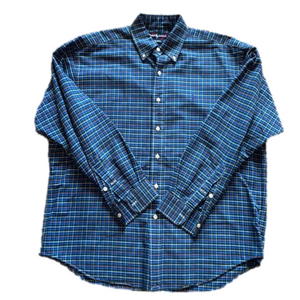 Ralph Lauren Mens Medium Blue Plaid Big Fit Shirt